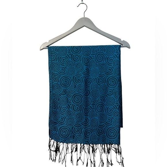 🟣Blue & Black Pashmina Scarf - Picture 1 of 6